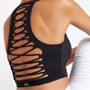 Alo Black Strappy Back Tank Top